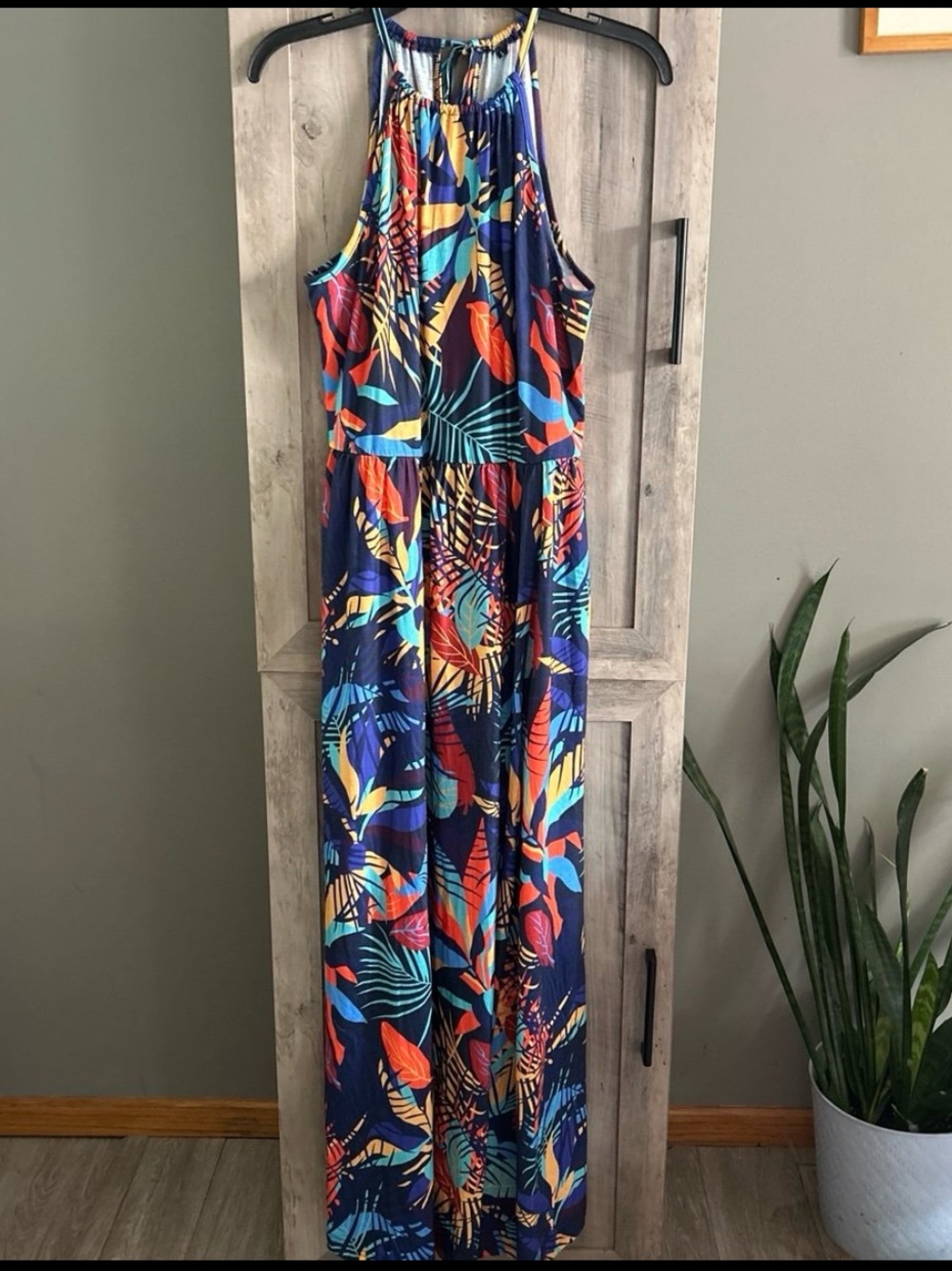 Tropical print maxi dress